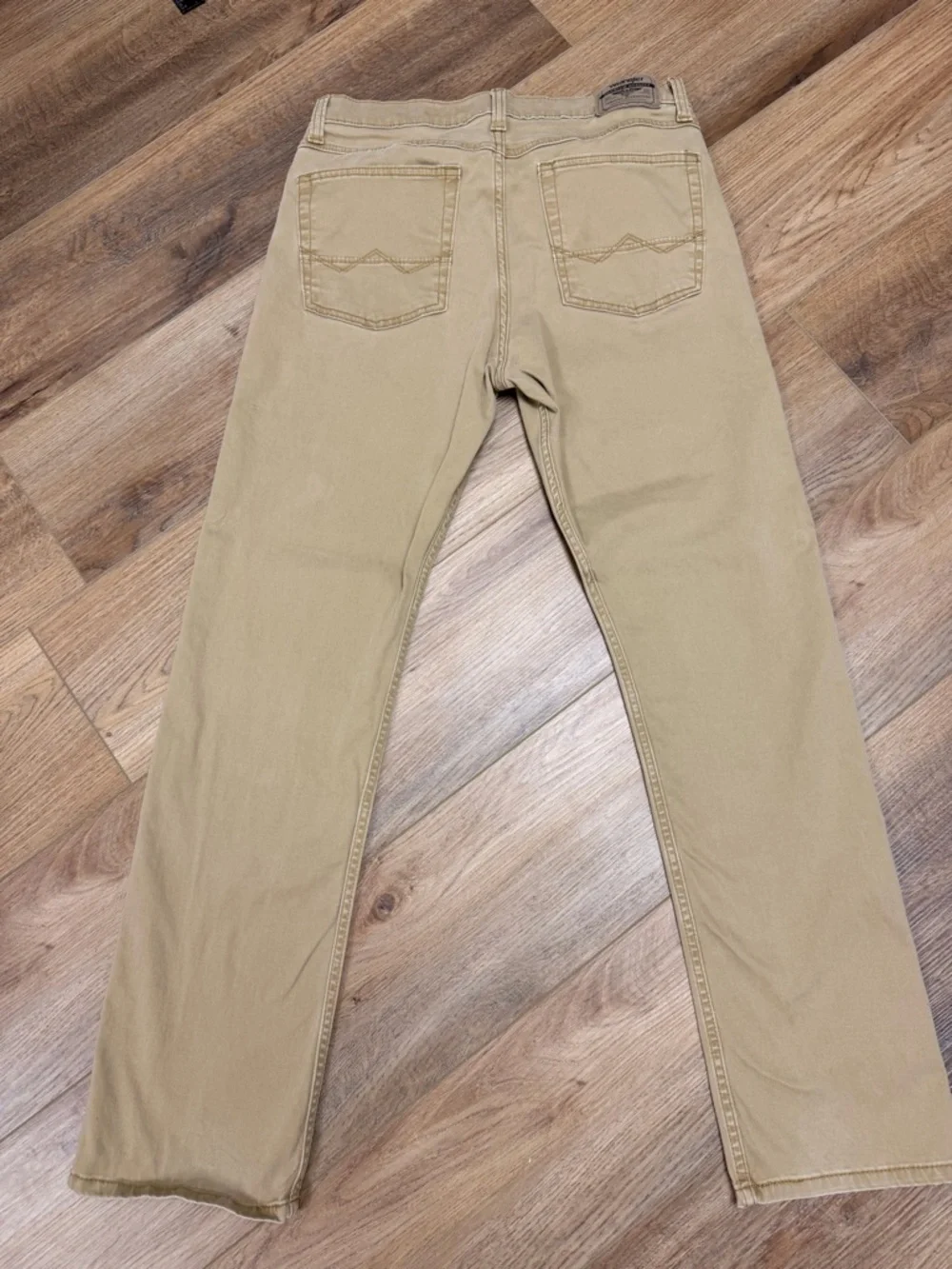 Wrangler Slim Straight Pants Men‎ 32/32 Khaki Tan 5 Pocket Mid Rise Casual Work